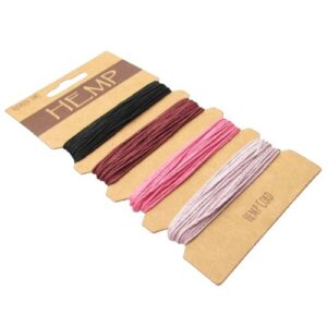 natural hemp beading cord purple and pink