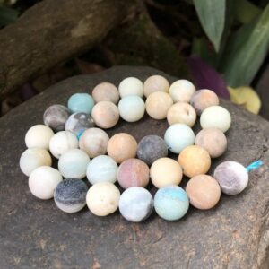 matte amazonite 12mm round gemstone beads
