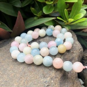 morganite beads 10mm round natural crystals