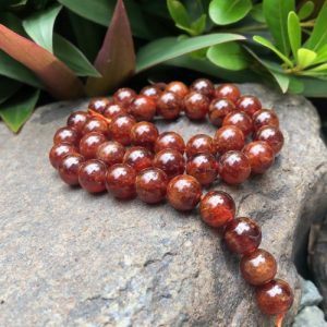 orange garnet natural crystals beads 10mm