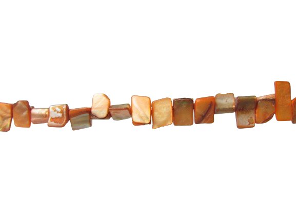 orange shell cube nugget beads