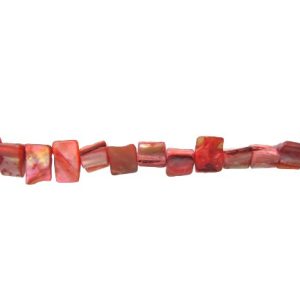 red shell cube nugget beads
