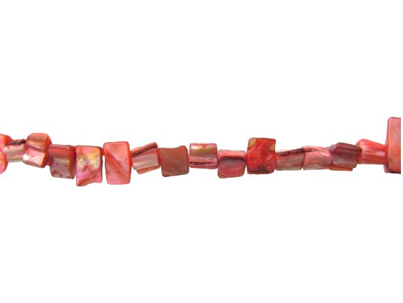 red shell cube nugget beads