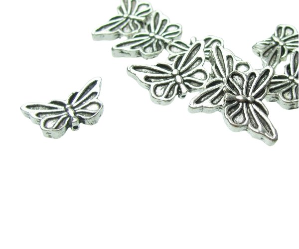 silver butterfly beads