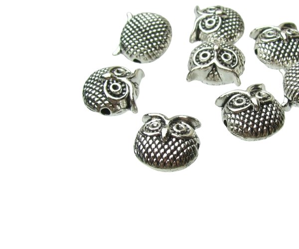 silver owl beads