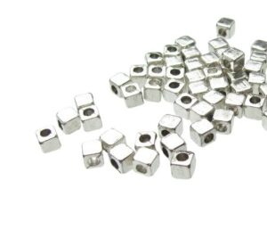 silver cube metal beads