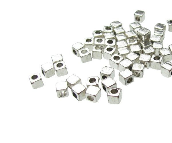silver cube metal beads