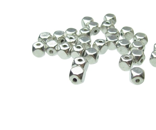 silver cube beads