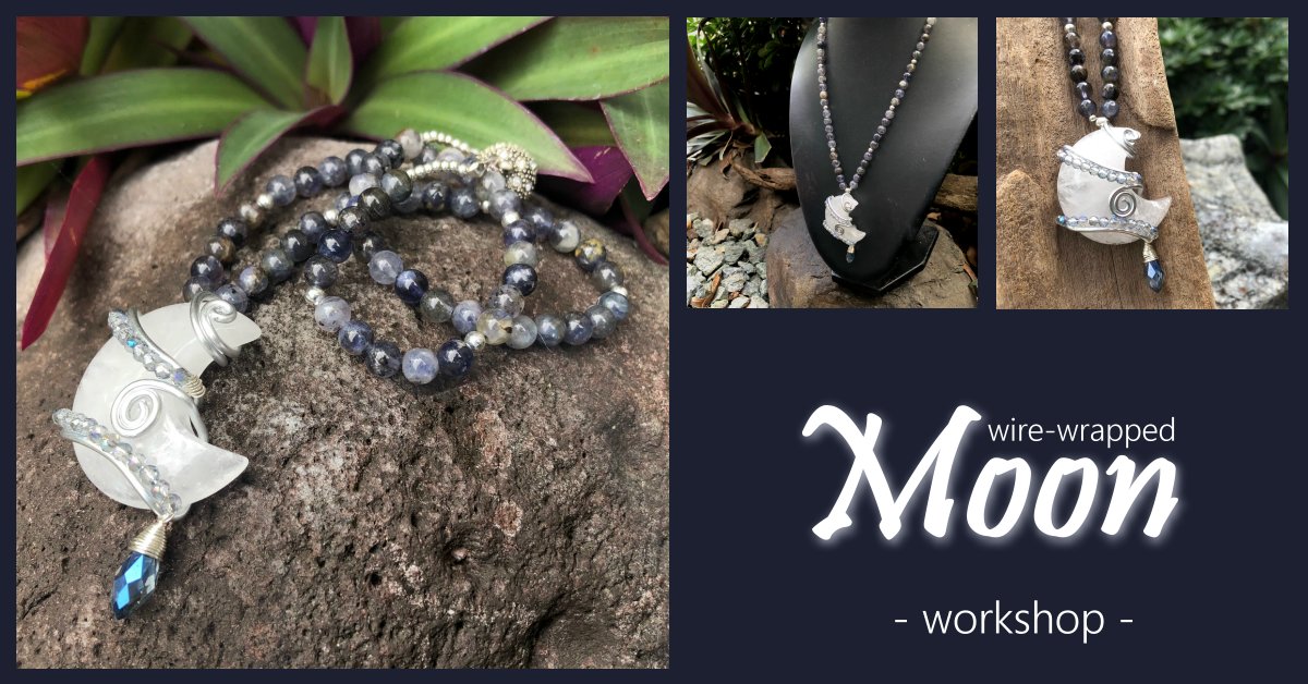 wire wrapped moon pendant class