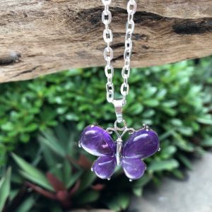 amethyst butterfly gemstone pendant