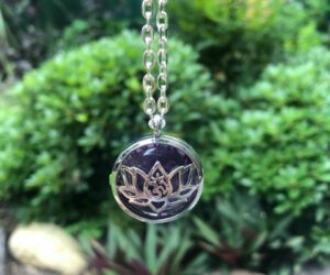 amethyst lotus flower locket pendant