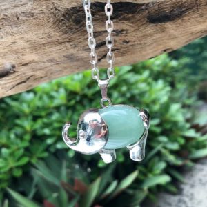 green aventurine elephant pendant