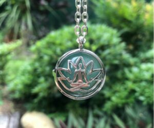 green aventurine lotus flower gemstone pendant