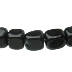 black agate cube nugget gemstone beads