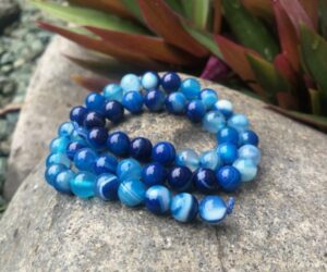 blue agate gemstone round beads 8mm