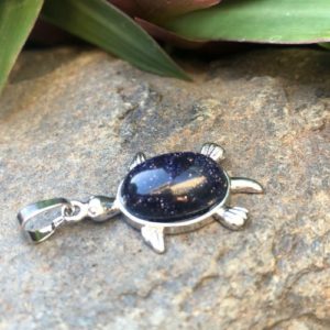 blue goldstone turtle pendant