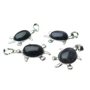 blue goldstone turtle pendant