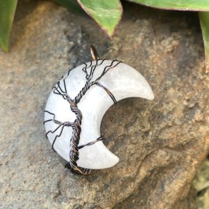 clear quartz moon pendant