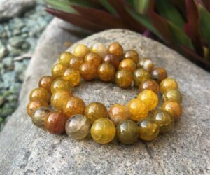 dark yellow agate 10mm round beads