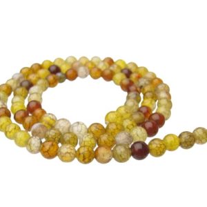 yellow agate 4mm round gemstone beads