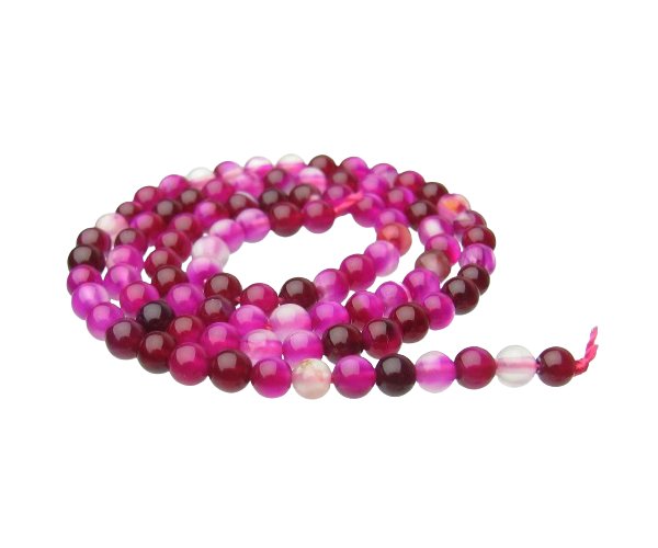 fuchsia agate 4mm round gemstone beads