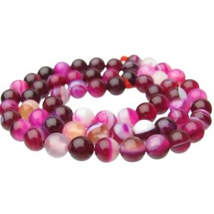 fuchsia agate 6mm round gemstone beads