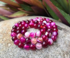 fuchsia agate 6mm round gemstone beads