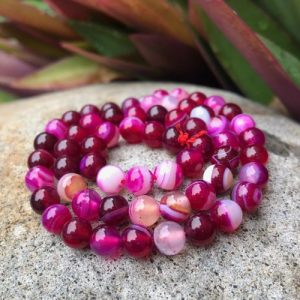 fuchsia agate 6mm round gemstone beads