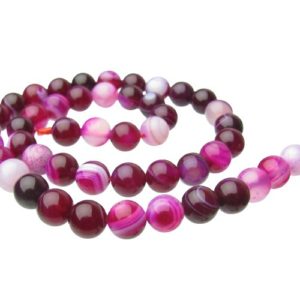 fuchsia agate 8mm round gemstone beads
