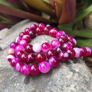 fuchsia agate 8mm round gemstone beads