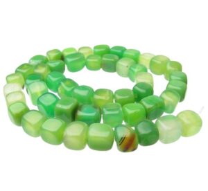 green agate cube nugget beads