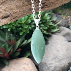 green aventurine oval gemstone pendant