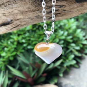 grey agate heart pendant