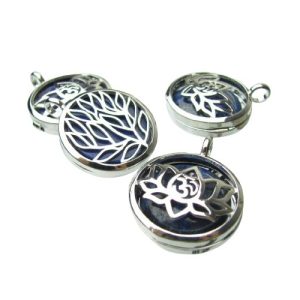 lapis lazuli lotus flower locket pendant
