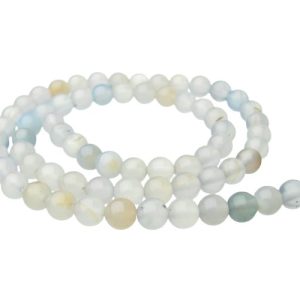 blue agate gemstone round beads 6mm