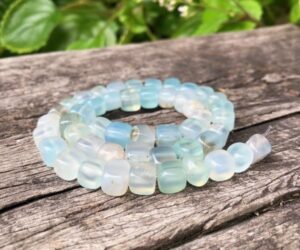 light blue cubed agate nugget beads