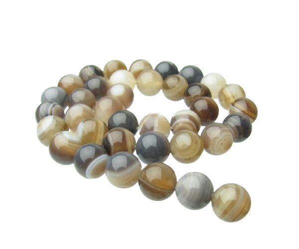 brown grey agate round beads 10mm