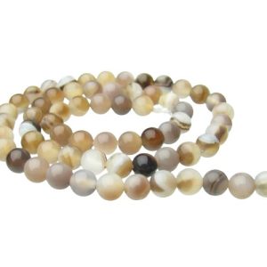 brown grey agate round beads 6mm