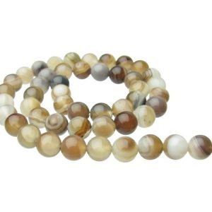brown grey agate round gemstone beads