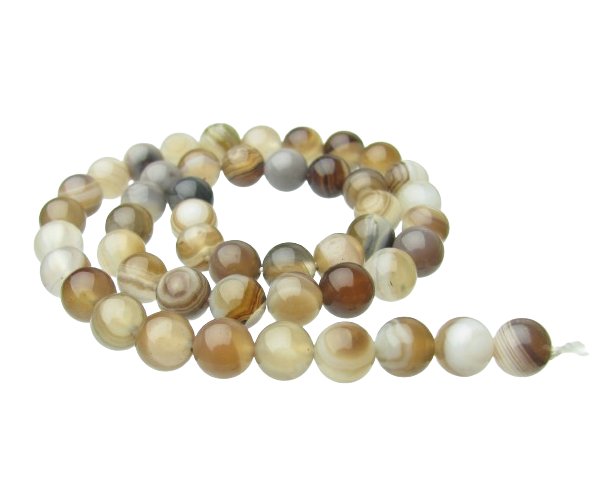 brown grey agate round gemstone beads