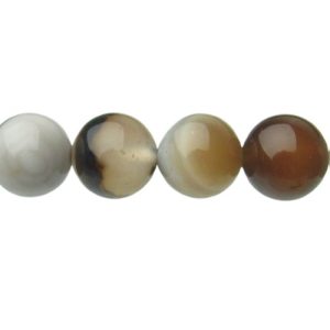 brown grey agate round gemstone beads