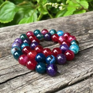mixed colour agate gemstone round beads 10mm