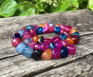 mixed colour agate nugget gemstone beads