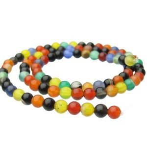 mixed agate 4mm round beads