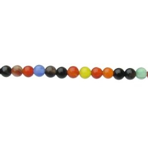 mixed agate 4mm round beads