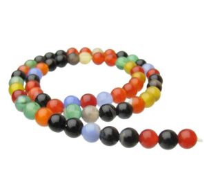 mixed agate 6mm round beads