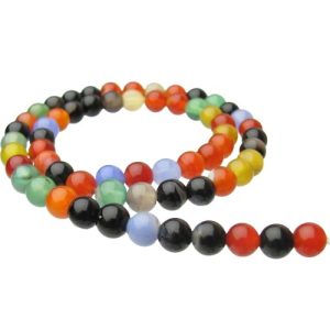 mixed agate 6mm round beads