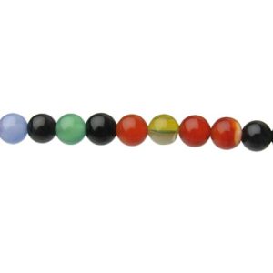 mixed agate 6mm round beads