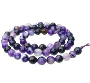 purple agate faceted 6mm round beads