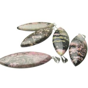 rhodonite oval gemstone pendant